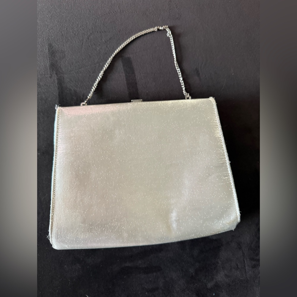 Silver Chain Evening Bag Vintage Clasp Snap Closure